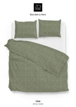 Zo!Home Lino Bettwäsche Grün -Bettwäsche Verkauf zo home dekbedovertrek lino army green 5