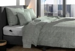 Zo!Home Lino Bettwäsche Grün -Bettwäsche Verkauf zo home dekbedovertrek lino army green 5 1