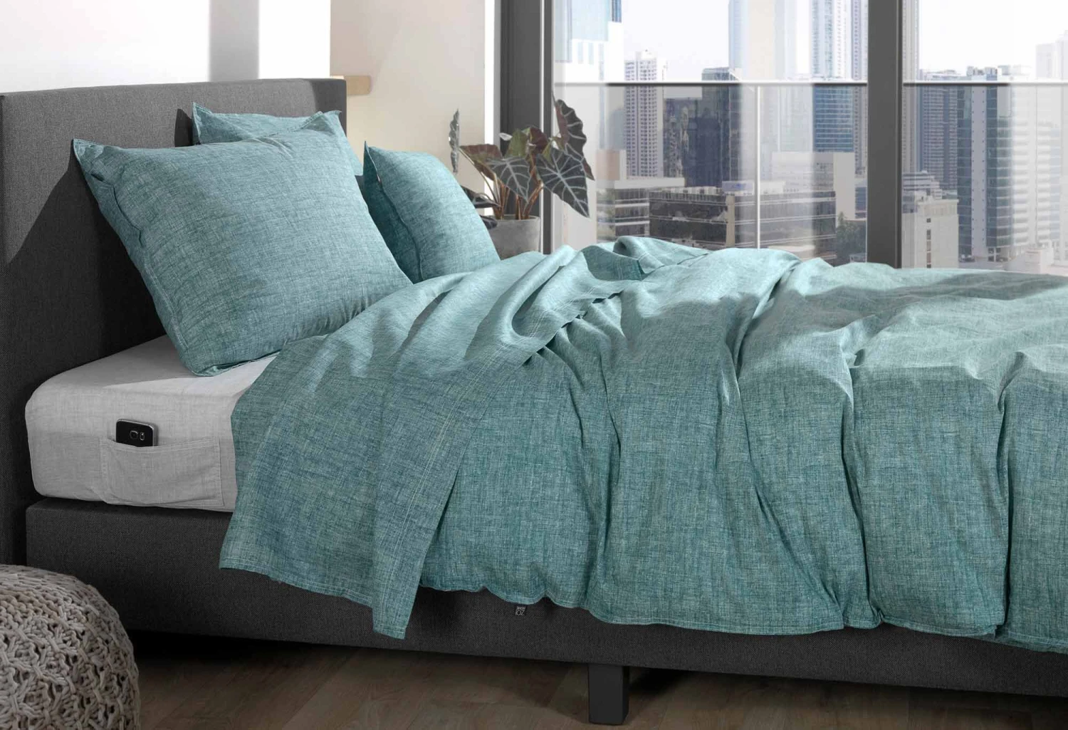 Zo!Home Lino Bettwäsche Smaragd Grün 4 Zo!Home Lino Bettwäsche Smaragd Grün – Bild 2