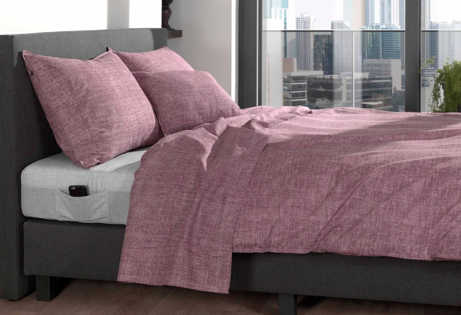 Zo!Home Lino Bettwäsche Weinrot 4 Zo!Home Lino Bettwäsche Weinrot – Bild 2