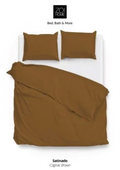 Zo!Home Satinado Bettwäsche Cognac Braun -Bettwäsche Verkauf zo home dekbedovertrek satinado cognac brown 1 3