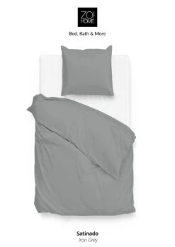 Zo!Home Satinado Bettwäsche Stahl-Grau 9 Zo!Home Satinado Bettwäsche Stahl-Grau -Bettwäsche Verkauf zo home dekbedovertrek satinado iron grey 1 1