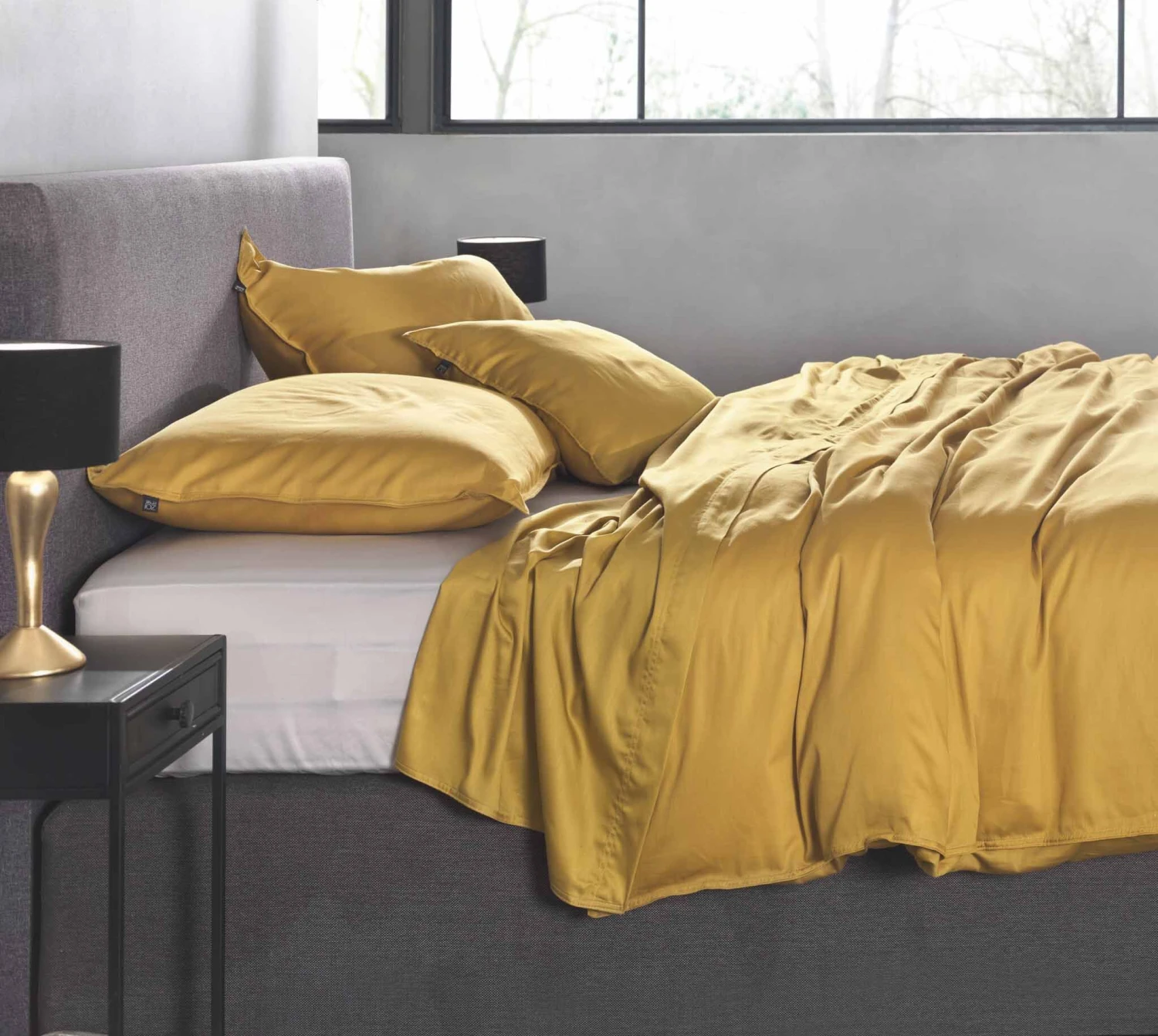Zo!Home Satinado Bettwäsche Ocker Gold 4 Zo!Home Satinado Bettwäsche Ocker Gold – Bild 2