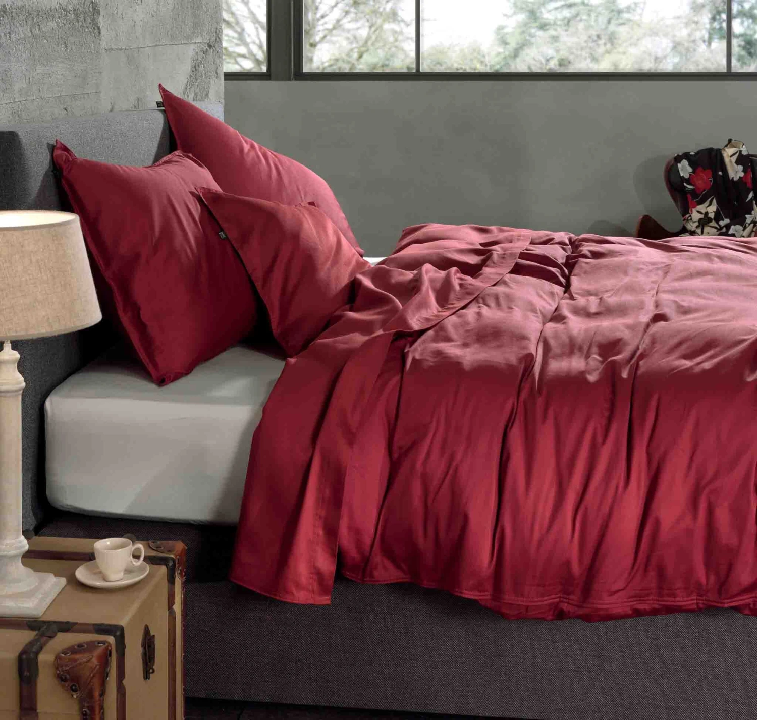 Zo!Home Satinado Bettwäsche Dunkelrot 9 Zo!Home Satinado Bettwäsche Dunkelrot – Bild 7